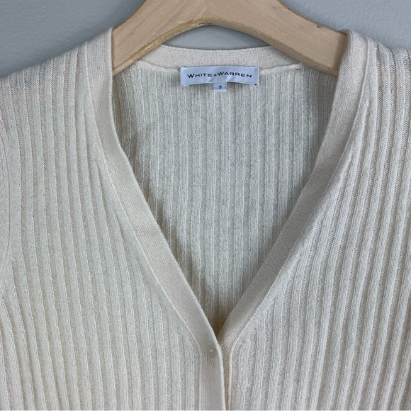 White + Warren | 100% Cashmere Cream Color Cardigan | Size Small - Picture 8 of 8